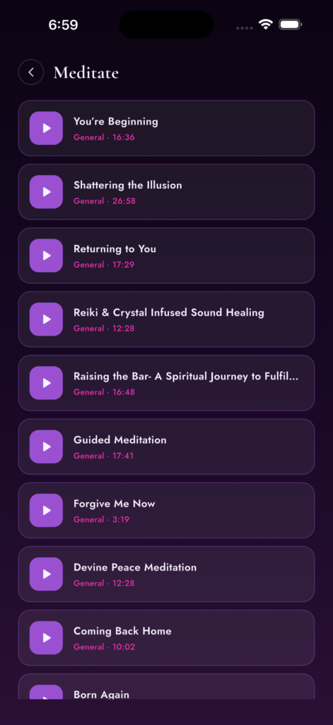 You’re Born For This app meditation library with guided meditations and activations